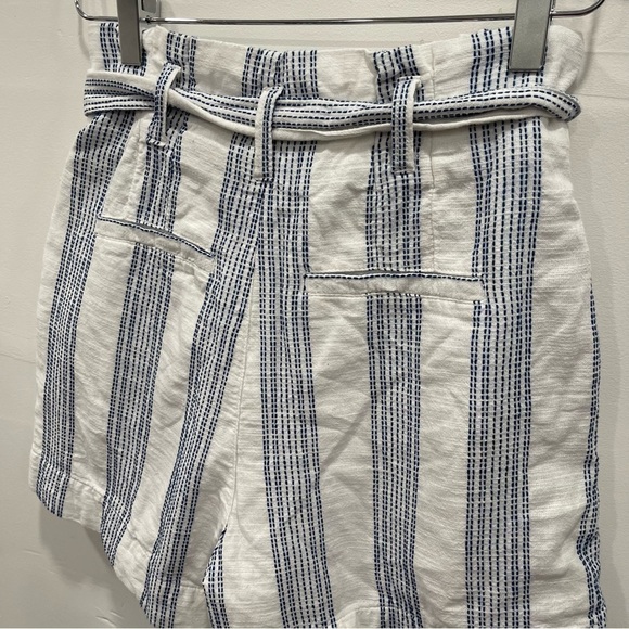 H&M Paper-Bag Waist Cotton Stripe Shorts High Waist Summer Size 2 - Picture 6 of 10